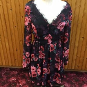 Brand new never worn black and flower print dress
